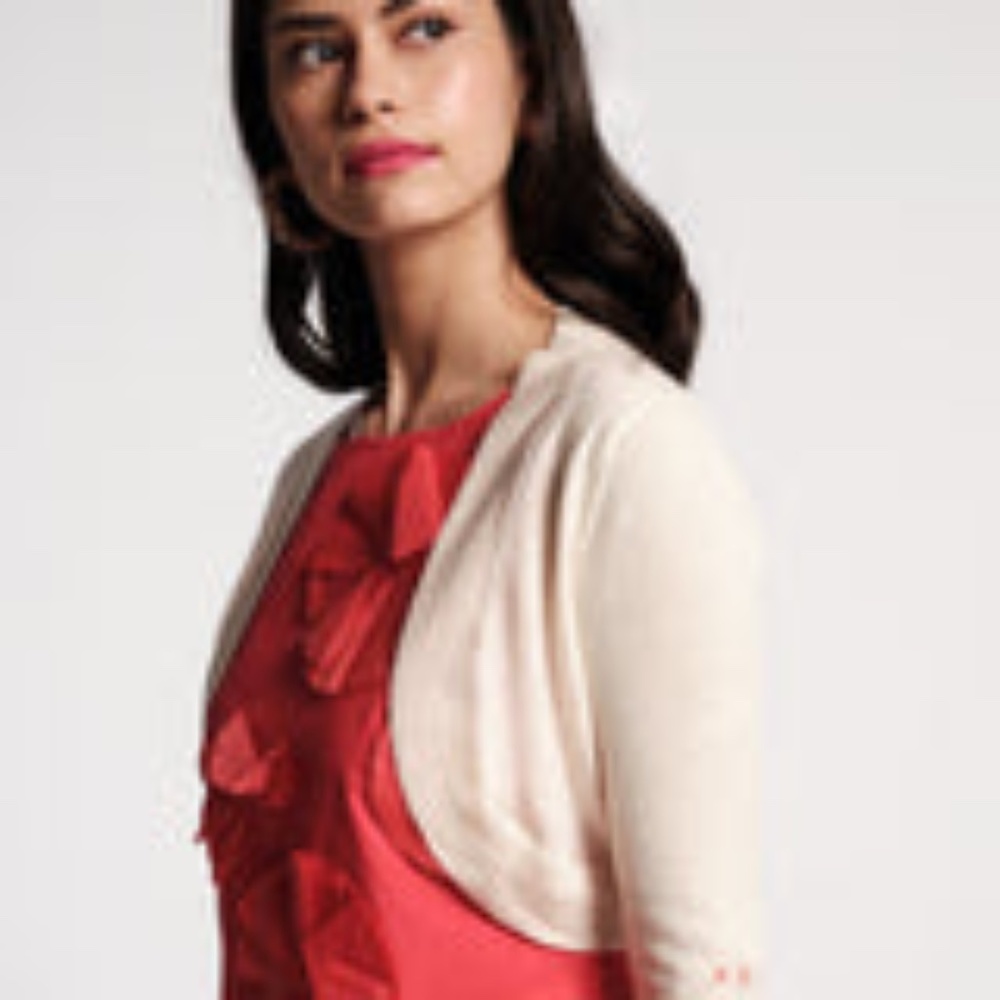 Frances Valentine Cream Short Sleeve Bolero Sweater